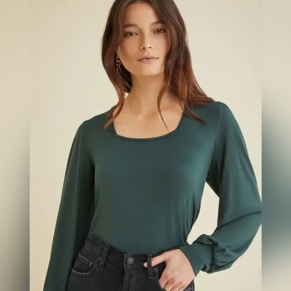 Amour Vert USA Calais Elegant Chic Victorian Teal Green Poet Core Blouse‎ Sz M